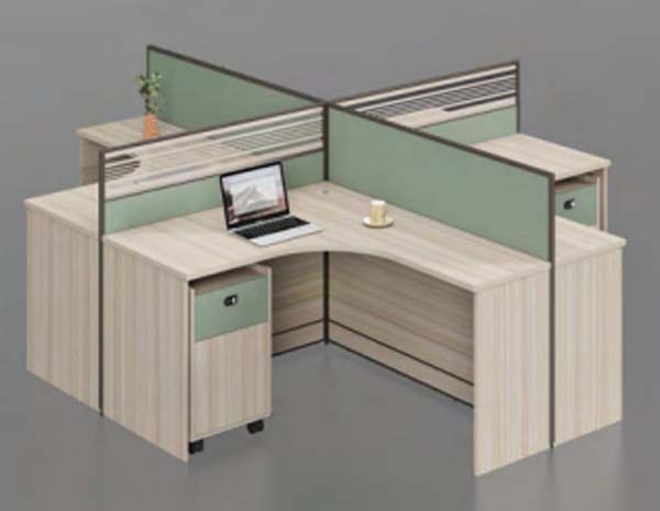 2-Person 90-Degree L-Shaped Office Cubicle Workstation with Mobile Pedestals