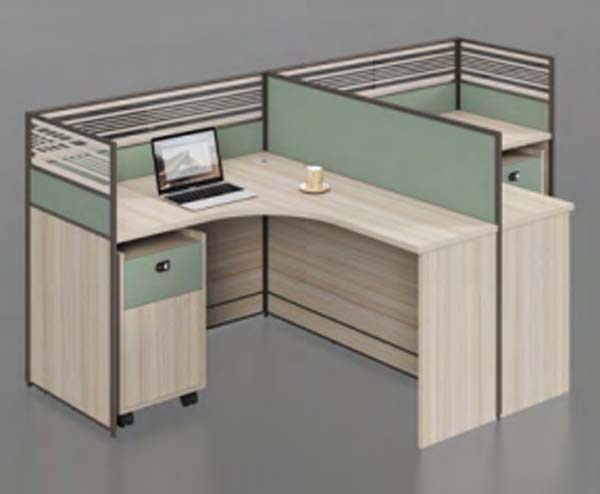 L-Shaped Modular Office Cubicle Workstation with Mobile Pedestal