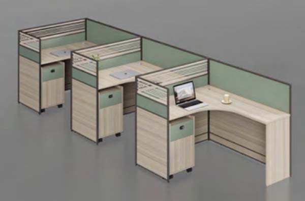 Three-Person L-Shaped Office Cubicle Workstation Set