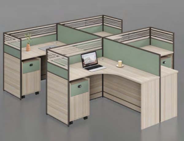 4-Person Cross-Shaped Modular Office Cubicle Workstation with Mobile Pedestals