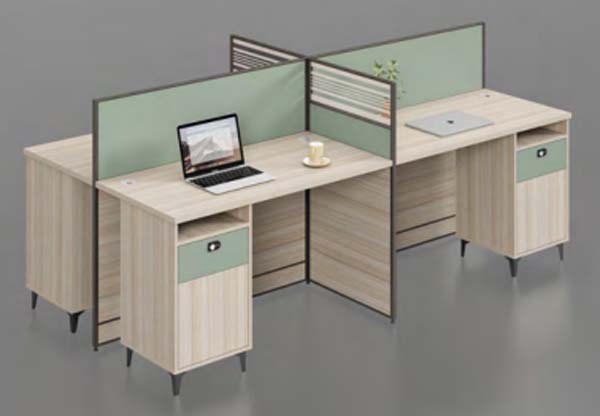 4-Person L-Shaped Cross-Partition Office Cubicle Workstation Cluster