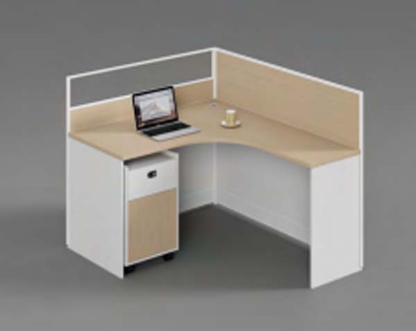 Single-Person Curved Corner Cubicle Office Workstation with Mobile Pedestal