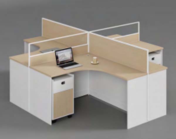 4-Person 120-Degree Cross Office Cubicle Workstation with Mobile Pedestals
