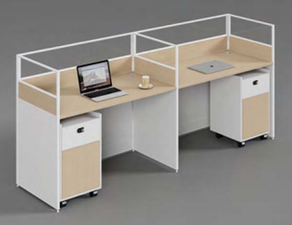 2-Person Side-by-Side Office Cubicle Workstation Desk with Mobile Pedestals