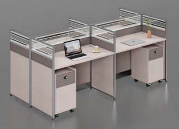 4-Person Cross-Shaped Modular Office Cubicle Workstation with Mobile Pedestals