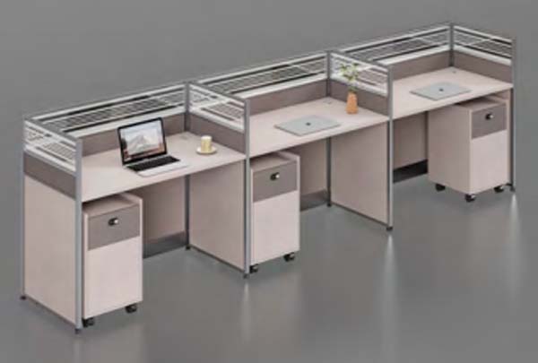 3-Person 120-Degree Modular Office Cubicle Workstation with Mobile Pedestals
