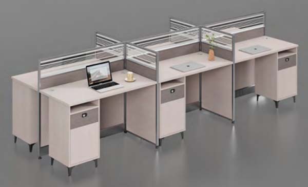 4-Person Cross-Shaped Modular Office Cubicle Workstation with Storage Pedestals