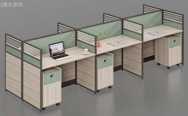 6-Person Cross-Shaped Modular Office Cubicle Workstation with Mobile Pedestals