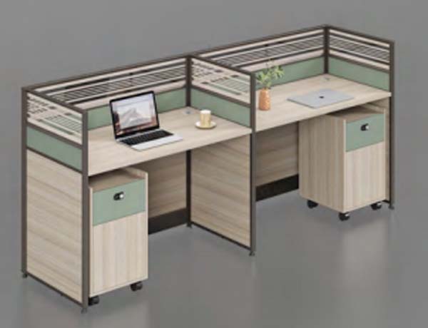 2-Person L-Shaped Office Cubicle Workstation with Mobile Pedestals