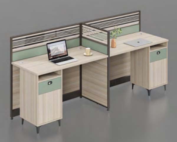 2-Person L-Shaped Office Cubicle Workstation Desk with Integrated Storage