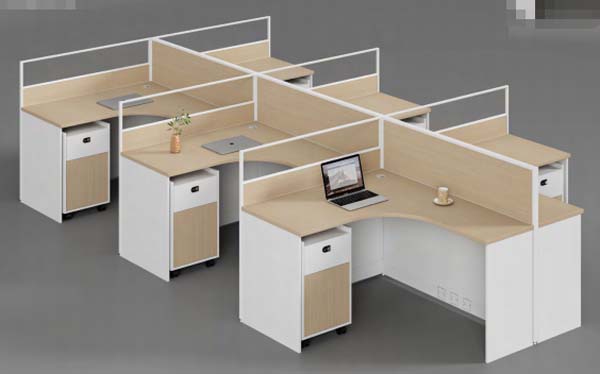 4-Person Cross-Shaped Modular Office Cubicle Workstation with Mobile Pedestals