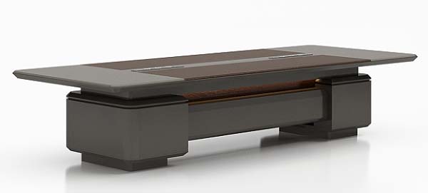 Contemporary Two-Tone Overhang Top Coffee Table with Central Storage Drawer and Dual Block Plinth Base