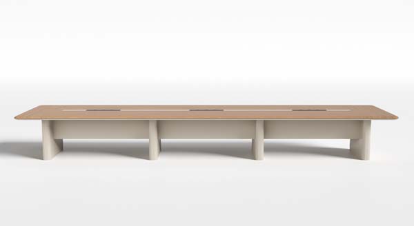 Modern Two-Tone 12-Person Rectangular Boardroom Conference Table with Central Cable Management