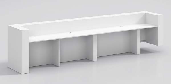 Triple-Seat L-Shaped Reception Desk with Wire Management