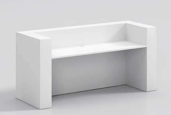 Minimalist White Monolithic Block Single-Staff Office Reception Desk