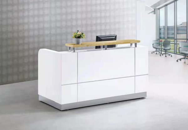 Modern Two-Tier Rounded Left Corner Office Reception Desk