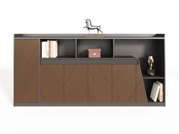 Two-Tone Modern Office Credenza with Open and Closed Storage