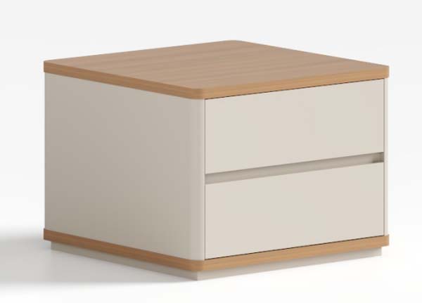 Two-Tone Soft-Rounded 2-Drawer Square Nightstand