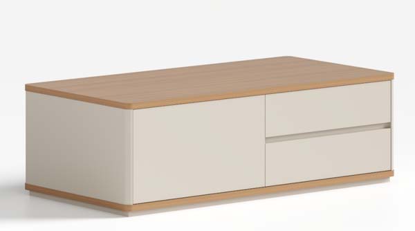 Two-Tone Storage Coffee Table with Cabinet and Drawers
