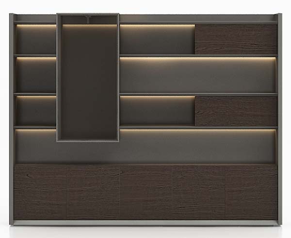 Wall-Mounted LED Illuminated Office Display Storage Cabinet