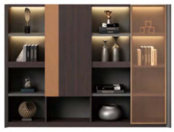Two-Tone Tall Office Storage Bookcase with LED Display Shelves