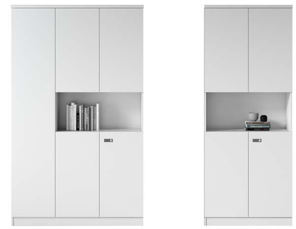 Handleless Tall Lockable Office Storage Cabinet with Open Display Shelf