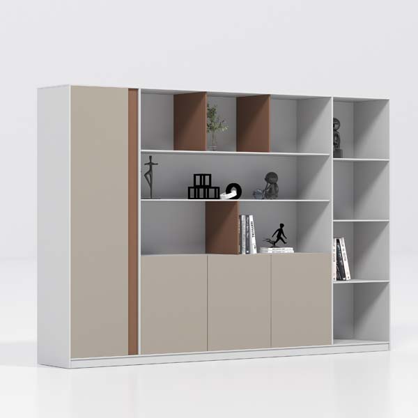Mixed Open and Closed Storage Office Bookshelf Cabinet