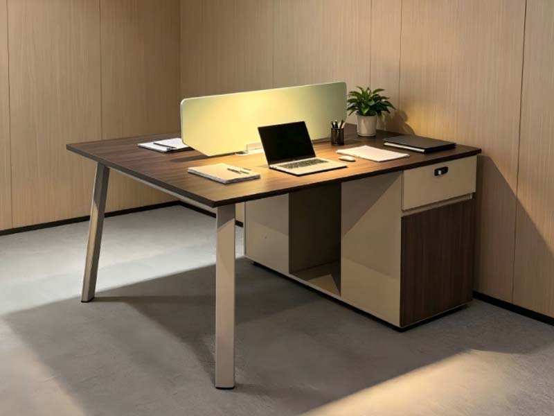 Modern Single-Sided Office Workstation with Integrated Storage Pedestal