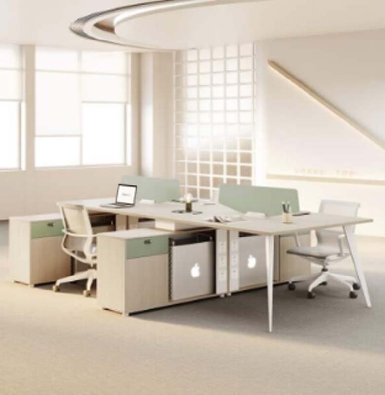 Modern Face-to-Face 2-Person Office Workstation Desk with Central Divider and Integrated Storage