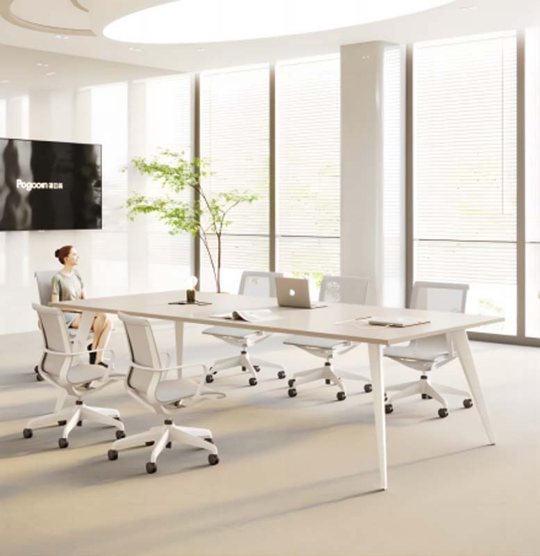 Modern Light Wood 8-Person Rectangular Conference Meeting Table