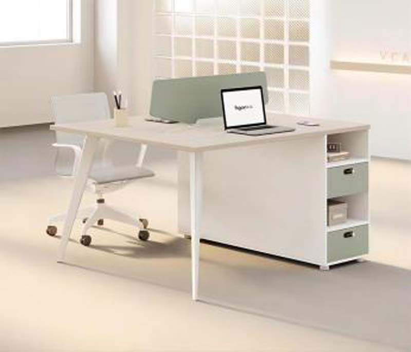 Single-Sided Office Workstation Desk with Integrated Right Storage Pedestal and Desktop Privacy Divider