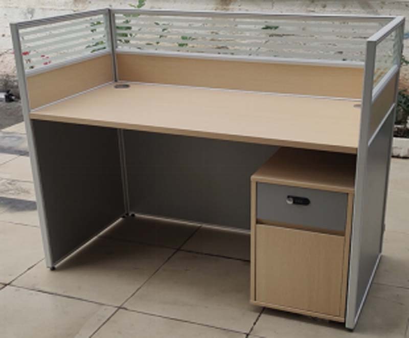 Single-Person Straight Office Cubicle Workstation Desk with Mobile Pedestal