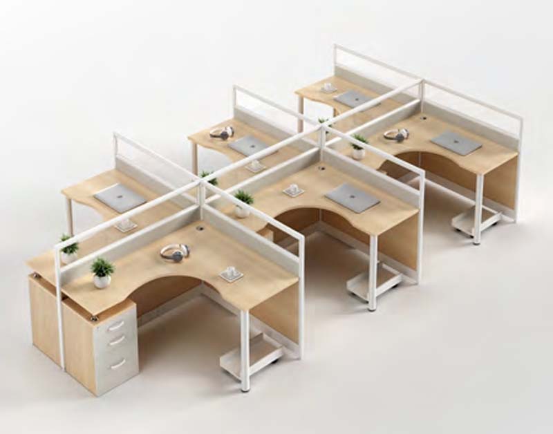 6-Person Cross-Shaped Modular Office Cubicle Workstation