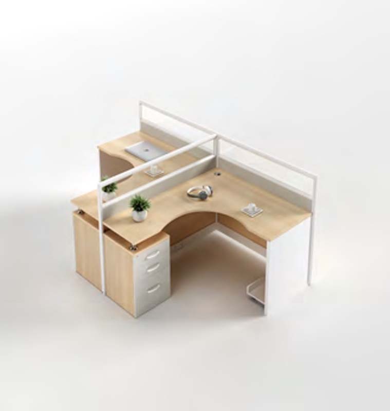 2-Person L-Shaped Office Partition Workstation Desk