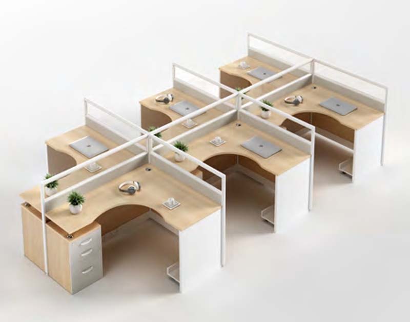6-Person L-Shaped Office Cubicle Workstation