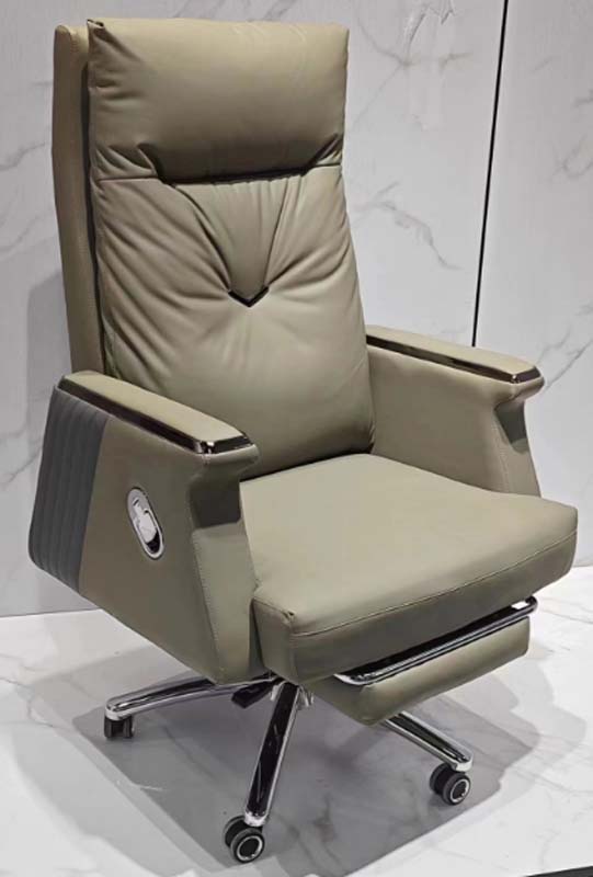 Two-Tone Tufted Reclining Executive Office Chair with Pull-Out Footrest