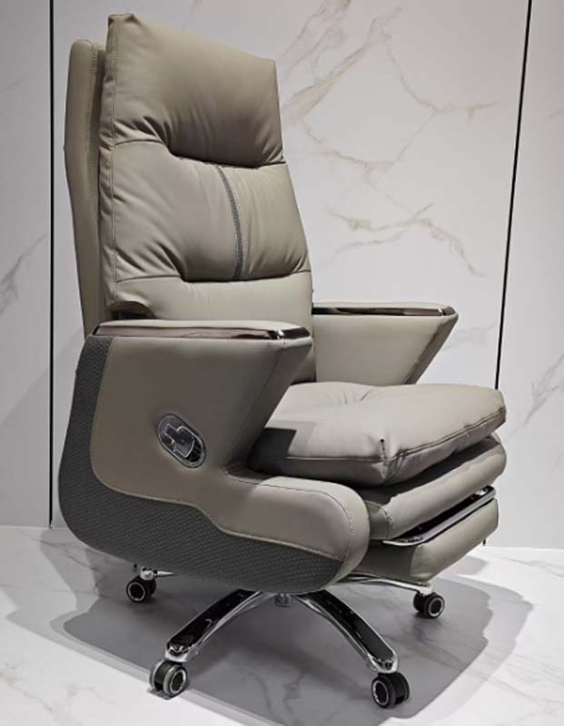 Reclining High-Back Executive Office Chair with Retractable Footrest