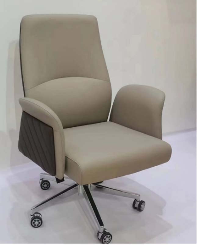 Two-Tone Beige Brown High-Back Swivel Executive Office Chair