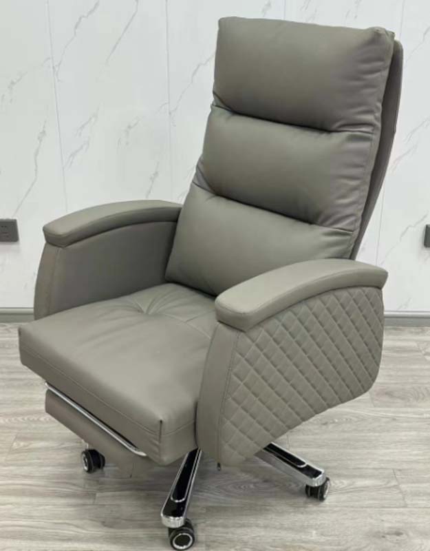 Tall Back Executive Office Recliner Chair with Diamond Stitch Armrests and Pull-Out Footrest
