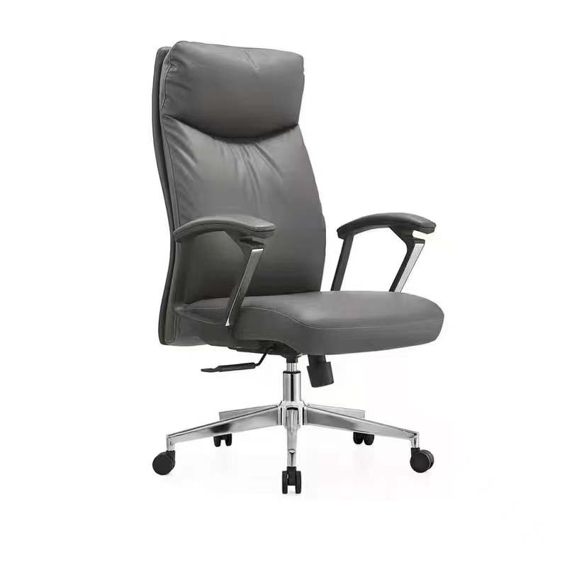 High-Back Grey Upholstered Executive Office Chair