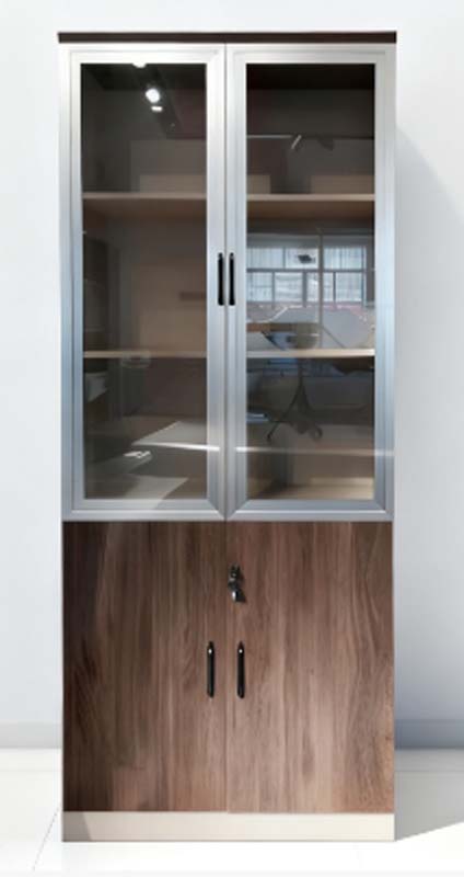 Lockable Two-Section Office Display Storage Cabinet