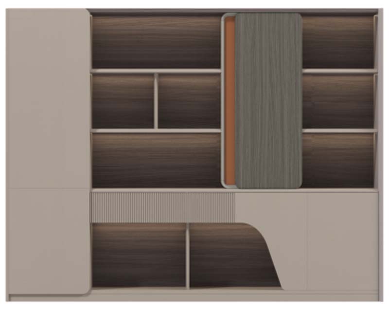 Modern Asymmetrical Mixed Storage Display Bookcase