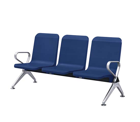 Three-Seat Public Waiting Bench with Padded Upholstery