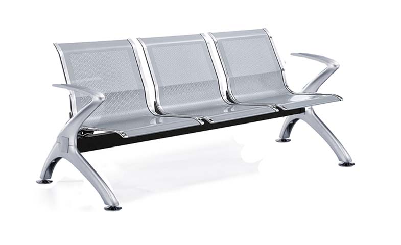 3-Seater Perforated Metal Public Waiting Gang Chair