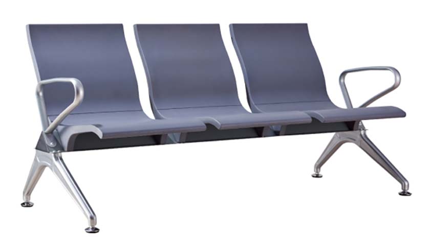 3-Seat Public Waiting Gang Chair with Chrome Frame