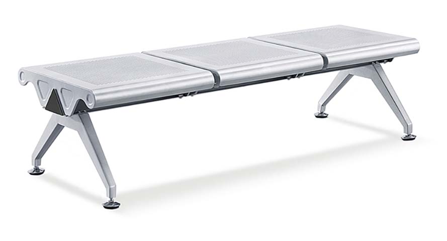 3-Seat Backless Perforated Metal Public Waiting Bench