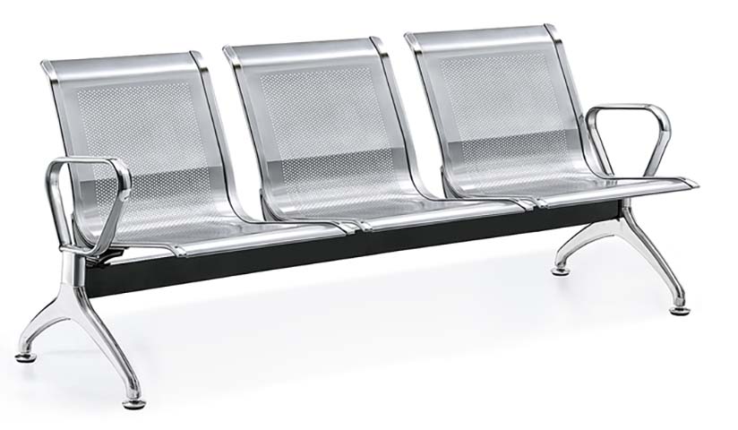 3-Seater Perforated Metal Public Waiting Bench