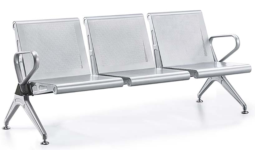 3-Seat Perforated Metal Beam Public Waiting Chair