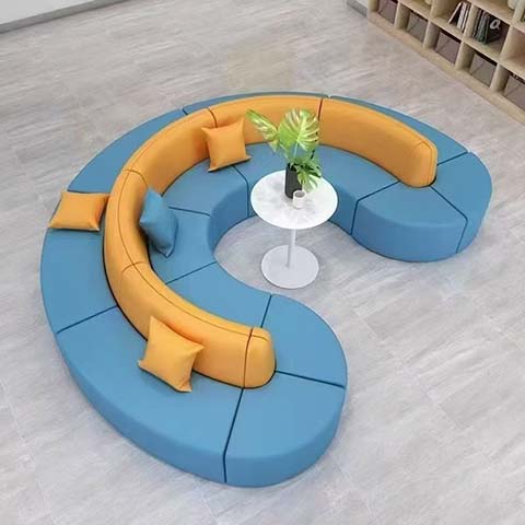 Two-Tone S-Shaped Modular Curved Sectional Lounge Sofa