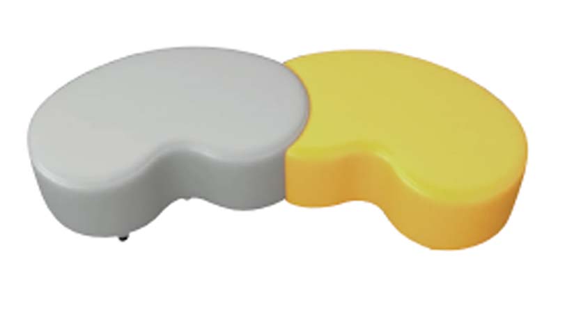Interlocking Two-Tone Kidney-Shaped Upholstered Low Stool